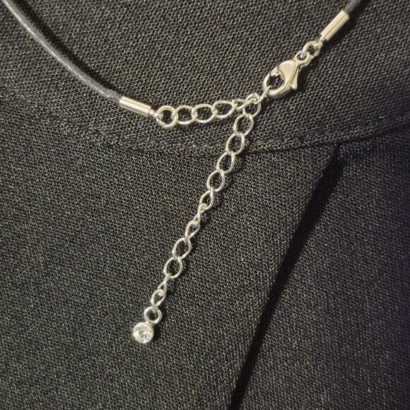 Vintage Butler Silver Pendant Necklace on Black Cord - Picture 6 of 8